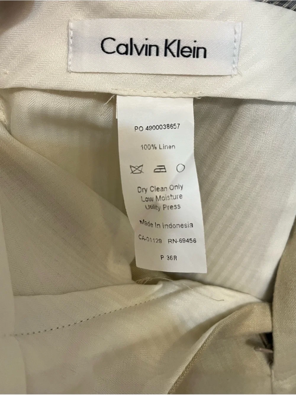 Calvin Klein Men's Pants Beige Linen 36R